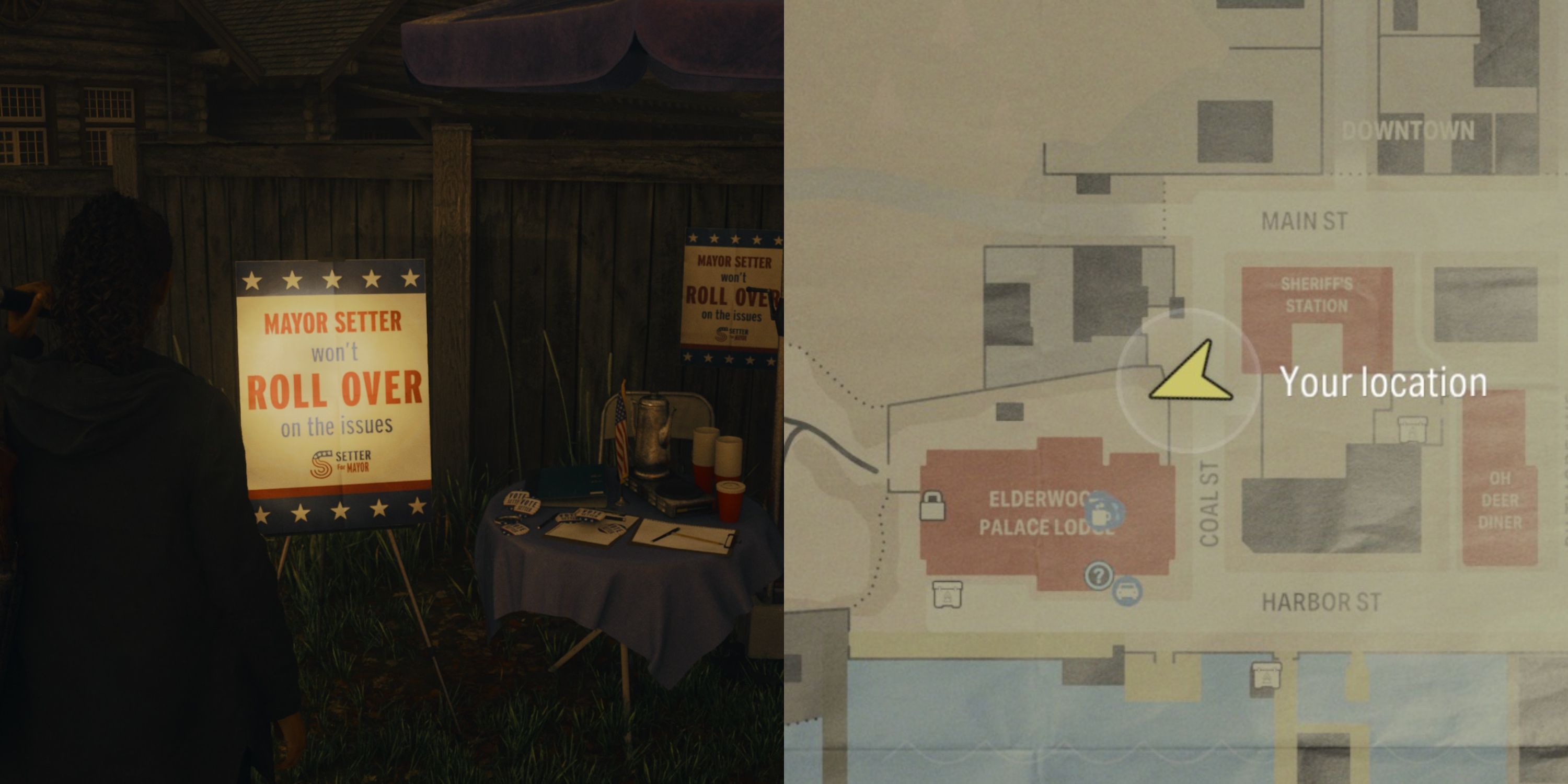 A Mayor Setter campaign poster, found between the Elderwood Lodge and the Sheriff's Office