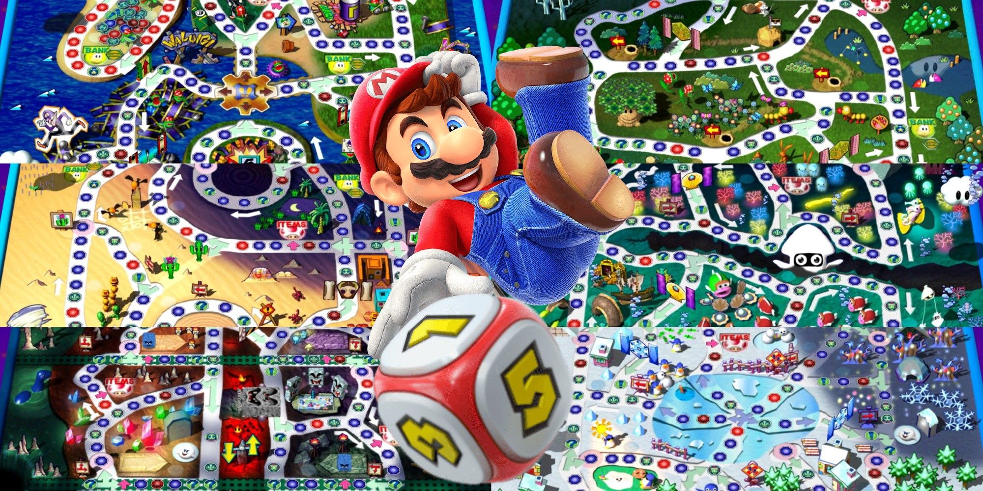 Mario In Front Of Many Maps