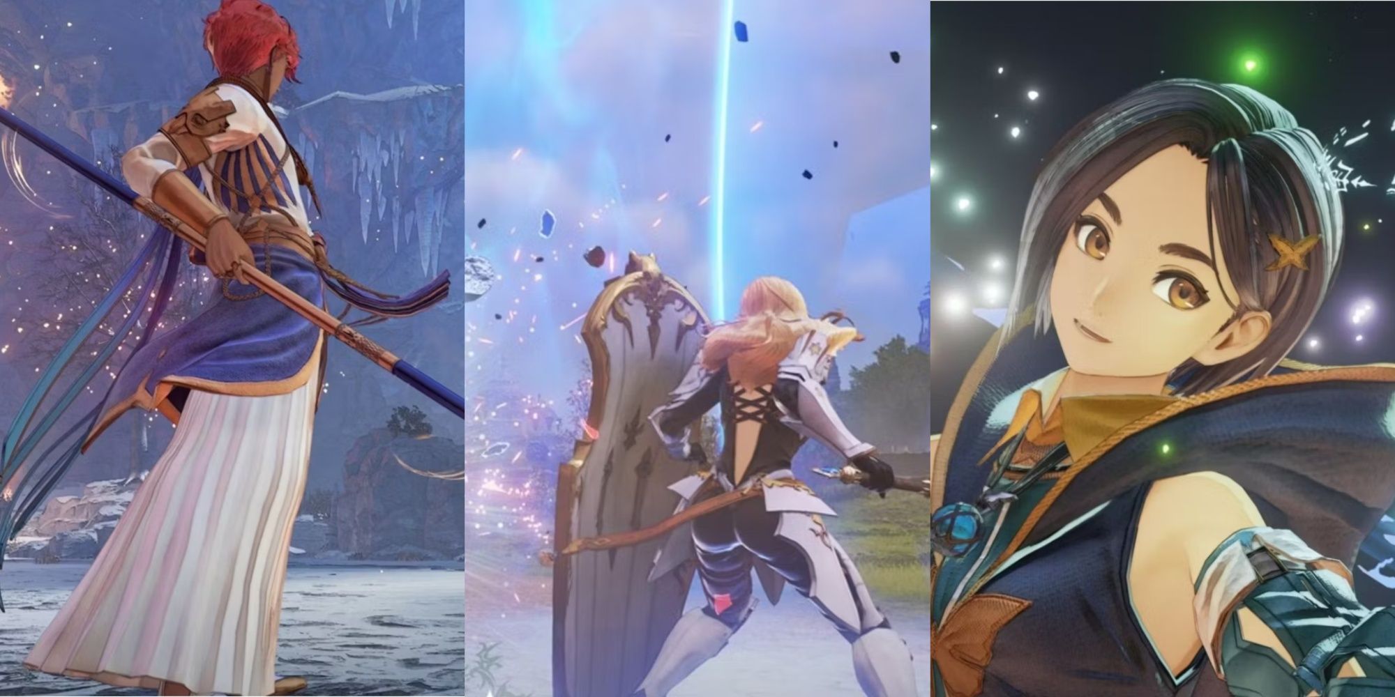 Tales of Arise three images showing main characters in the game