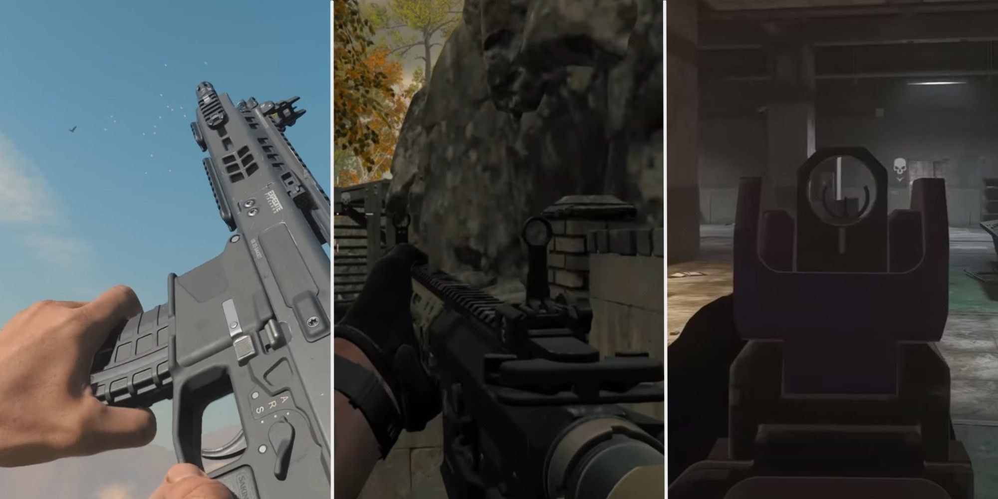 A split image of the ISO Hemlock, M4 and the Holger 556 in Call of Duty Modern Warfare 3