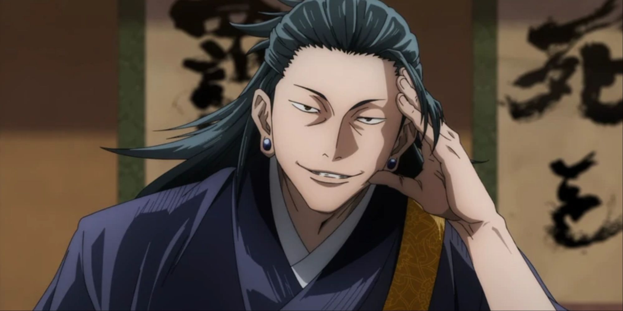 Suguru Geto med ett ondskefullt leende i Jujutsu Kaisen.