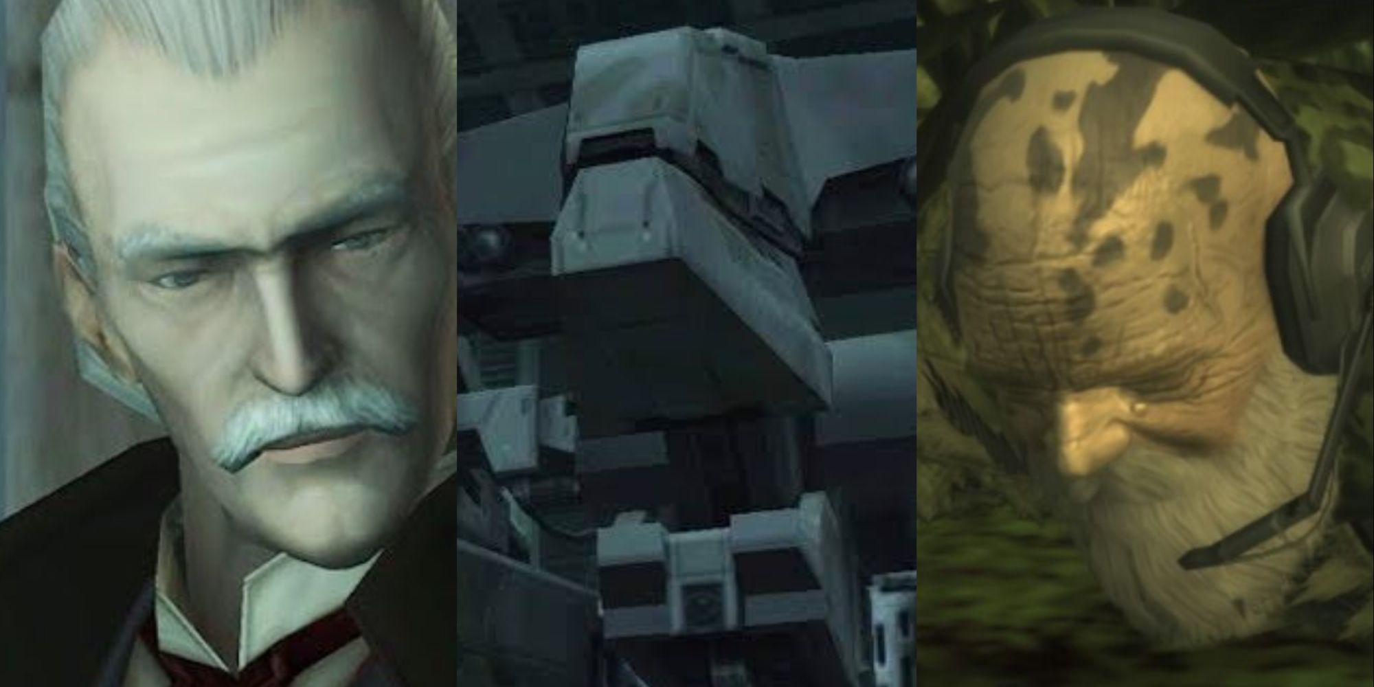 collage of metal gear rex the boss and revolver ocelot