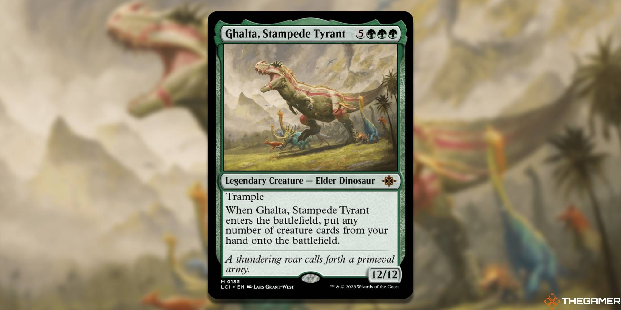 MTG Ghalta, Stampede Tyrant card and art background