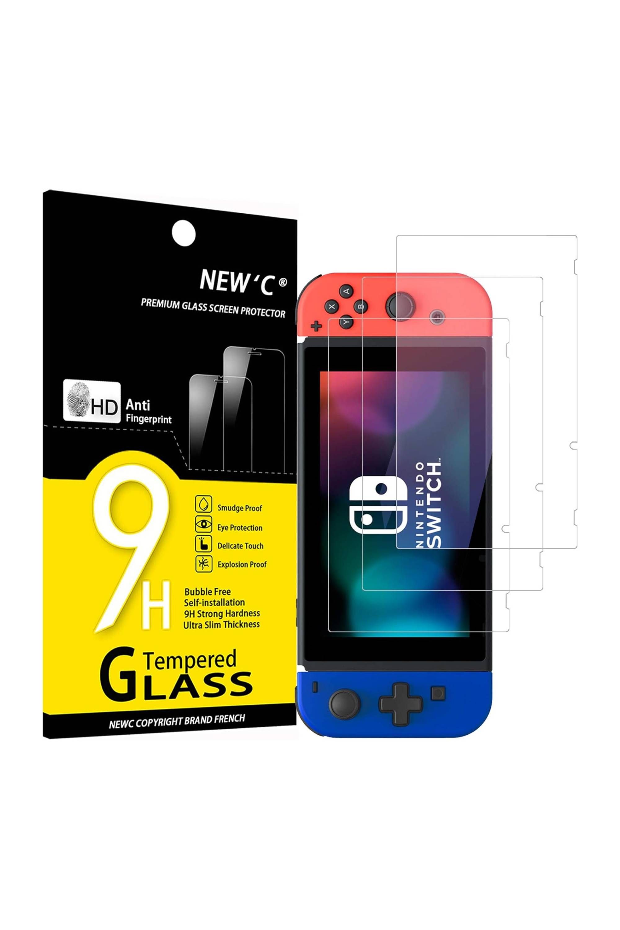 NEW'C 3-Pack Tempered Glass Screen Protector For Nintendo Switch