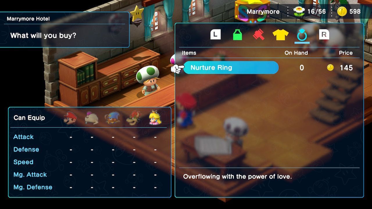The Nurture Ring for sale in the Marrymore Hotel for 145 coins.