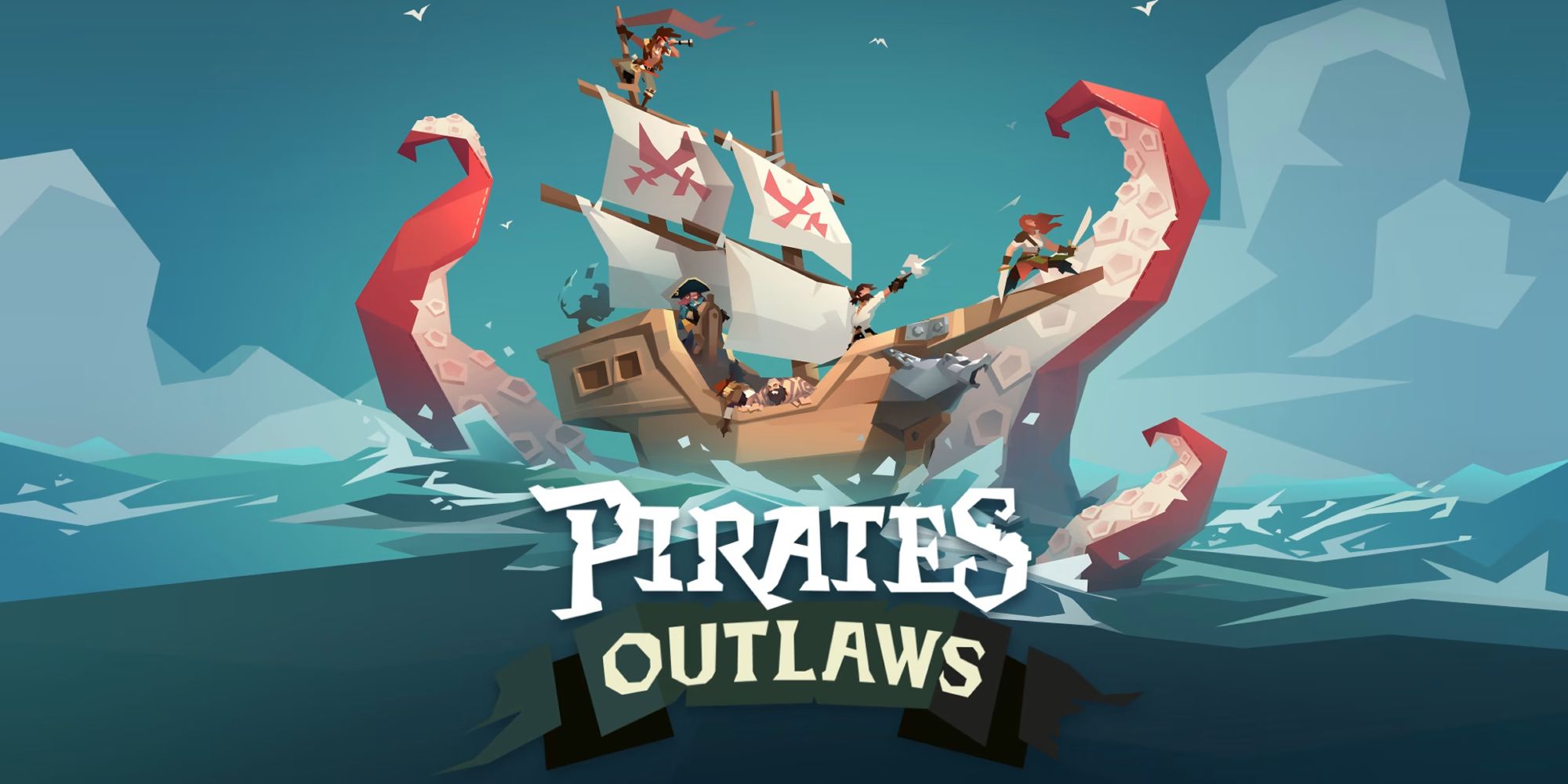 Pirate Outlaws Titles Art Showing Pirates Fighting A Monster On Their Ship