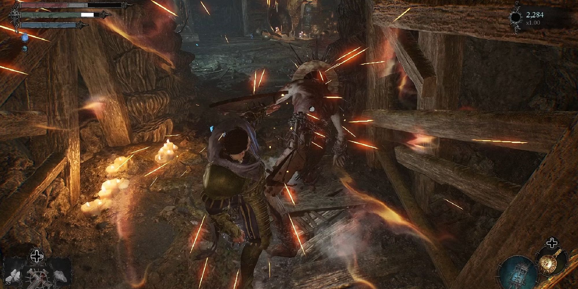 Player parrying an enemy attack Lords of the Fallen