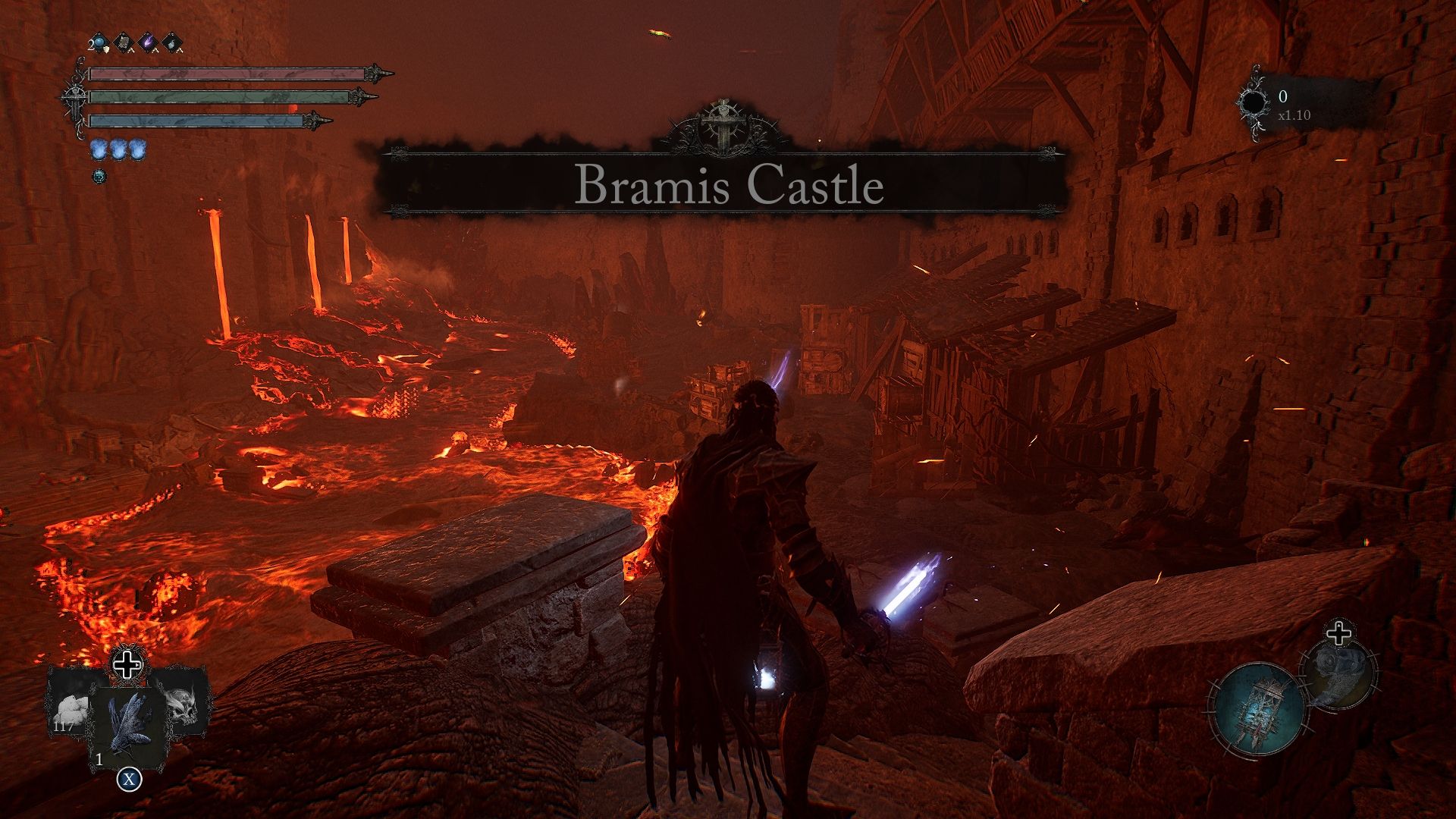Spieler steht am Eingang von Bramis Castle Lords of the Fallen