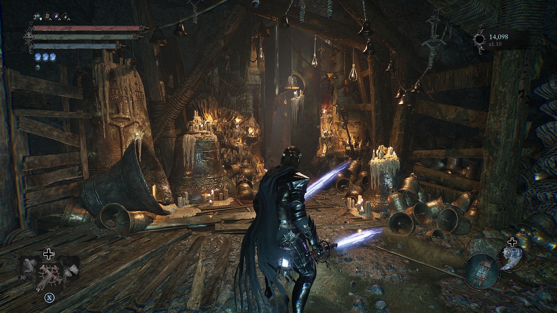 Player standing in front of the bell door situated near the Pilgrim's Perch Bellroom/Vestige of Blind Agatha Lords of the Fallen