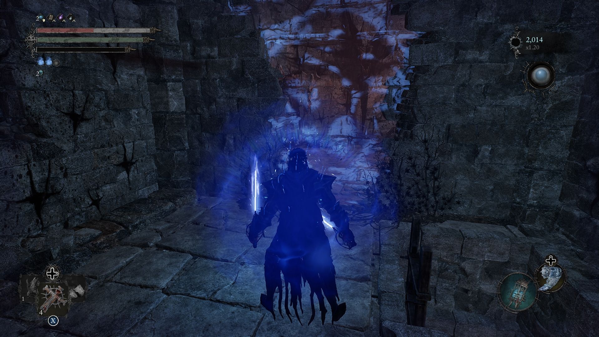 Der Spieler steht neben einer versteckten Wand, die zur Truhe führt, die Lava Burst Lords of the Fallen enthält