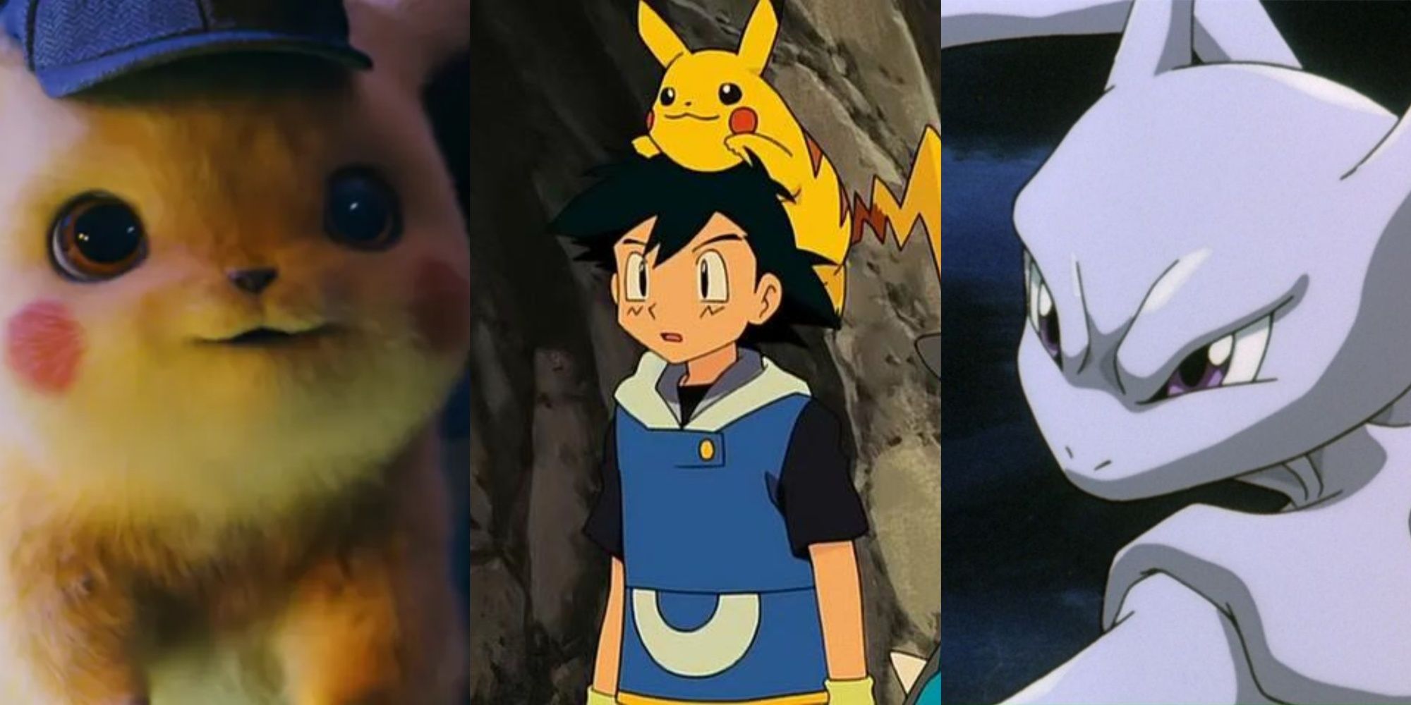 Detective PIkachu, Ash Ketchum and Pikachu, Mewtwo