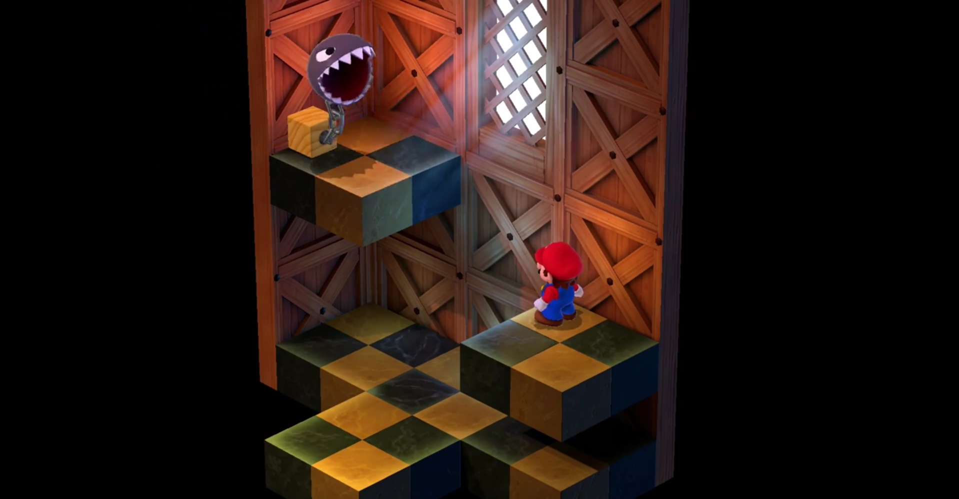 Mario encountering a Chain Chomp in Super Mario RPG.