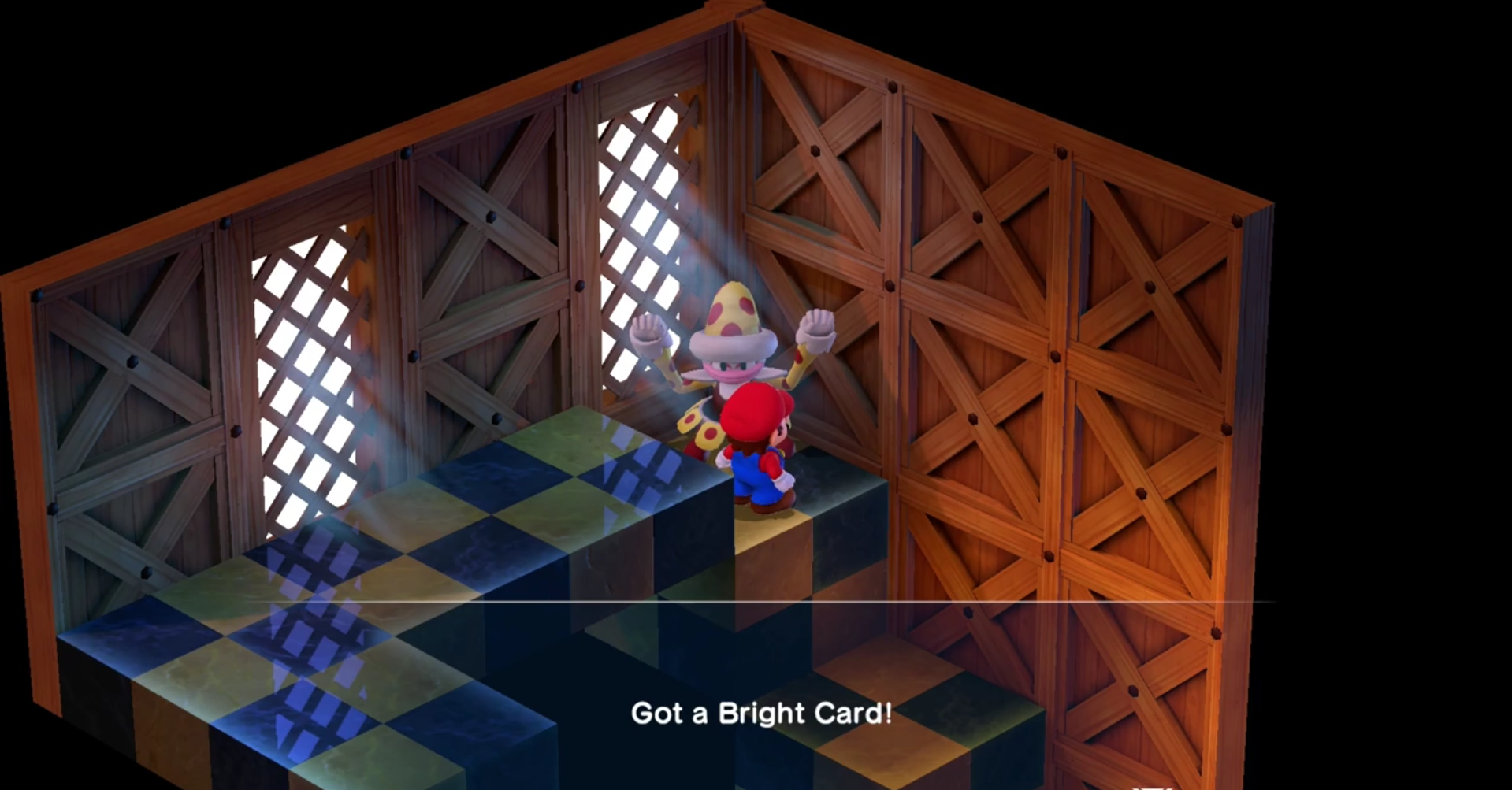 Mario getting the Bright Card in Super Mario RPG.