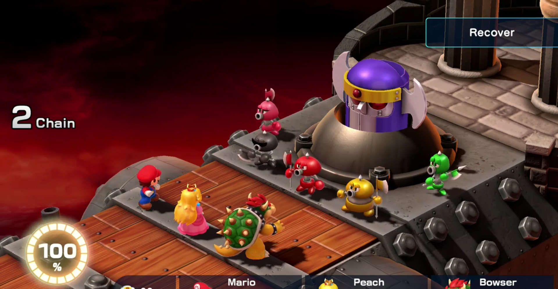 Axem Pink using Recover in Super Mario RPG.