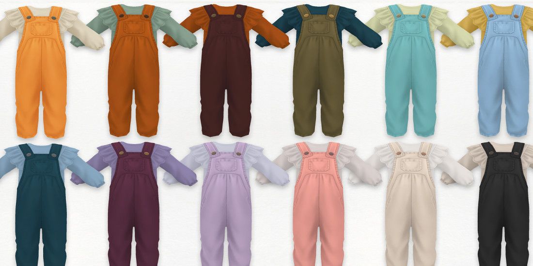 Infant-sized rompers in various color schemes for The Sims 4