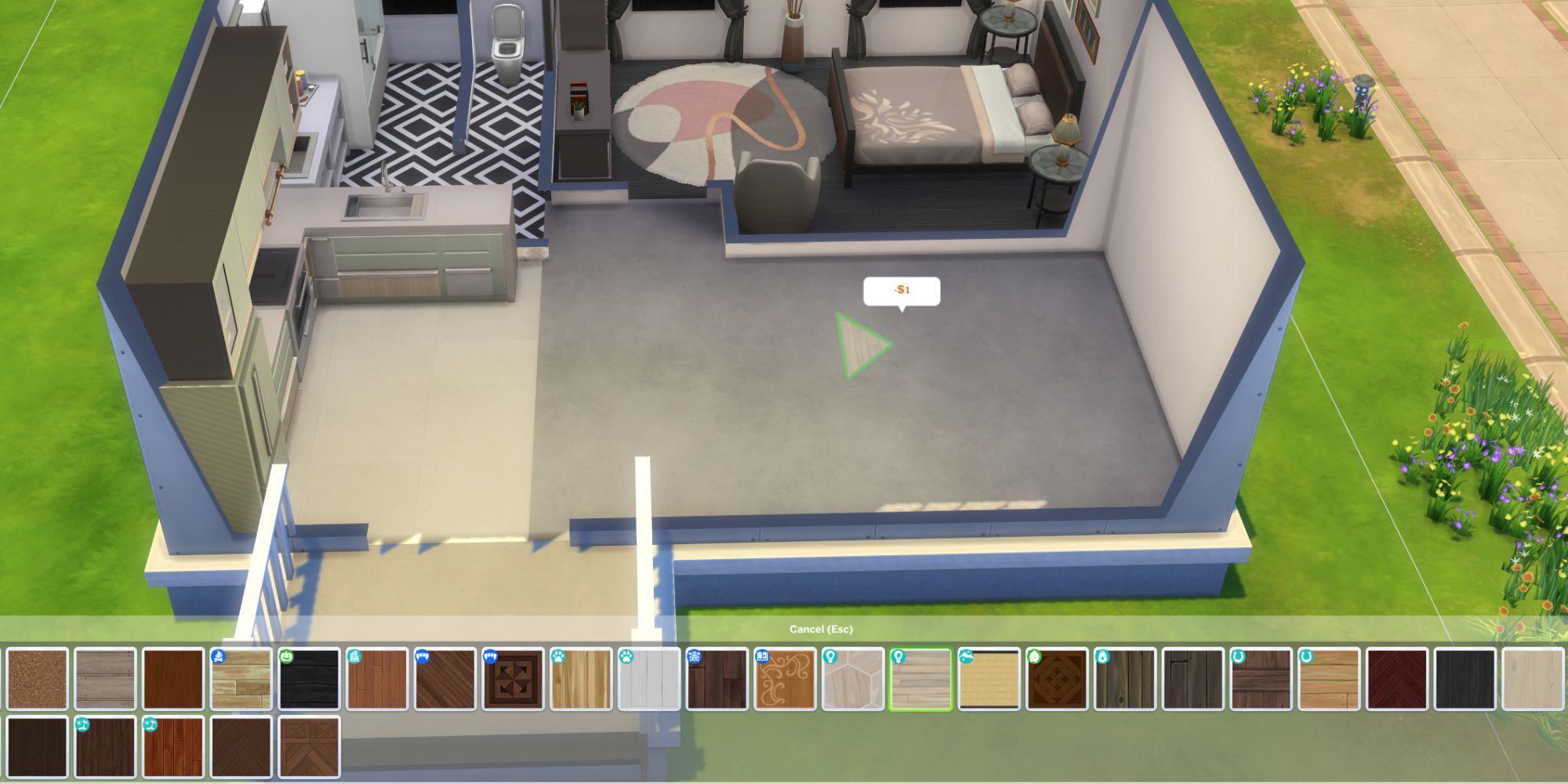 Sims 4 house with quarter tiles on floor