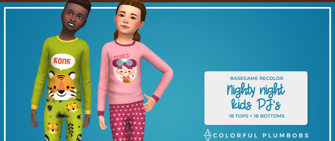 Animal themed Kids' PJs in The Sims 4