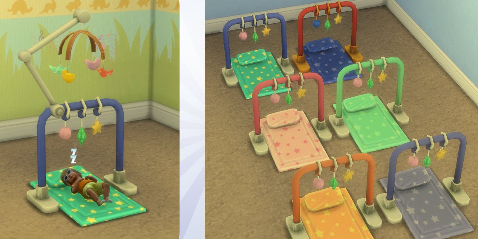 A play mat with different color options in The Sims 4