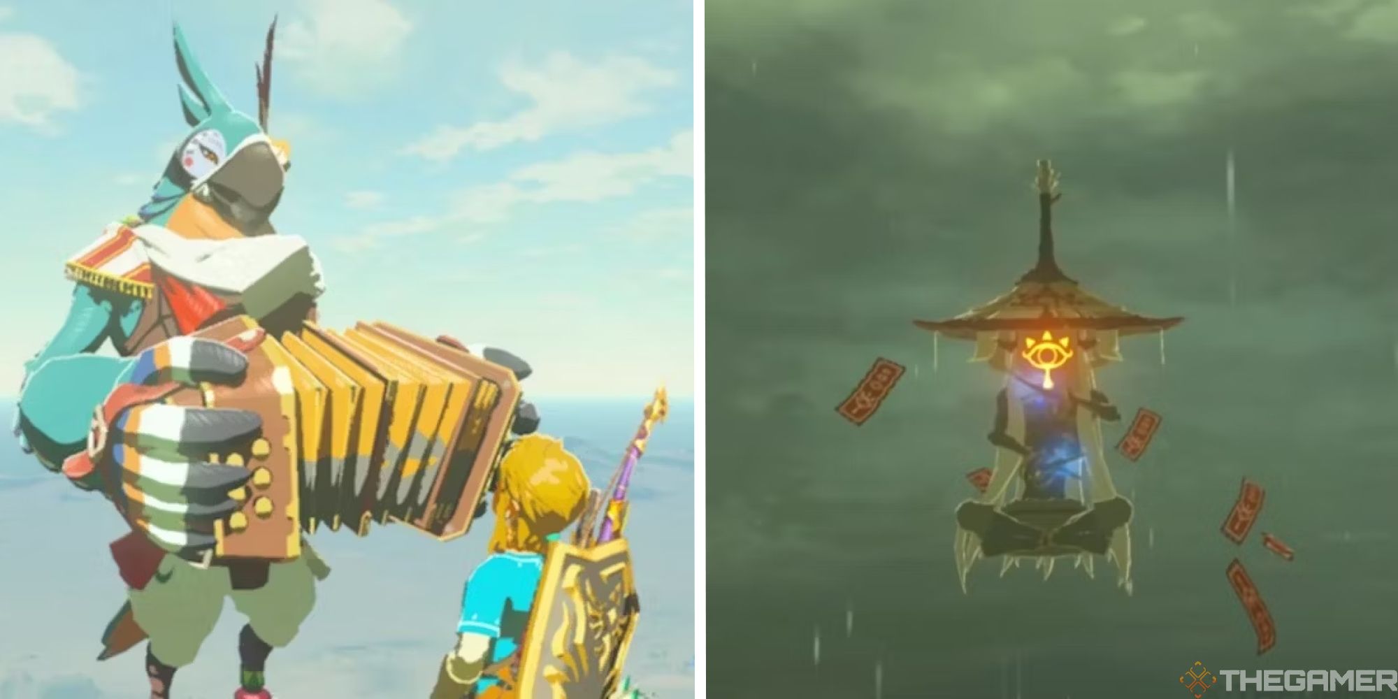 split image showing kass and maz koshia from breath of the wild