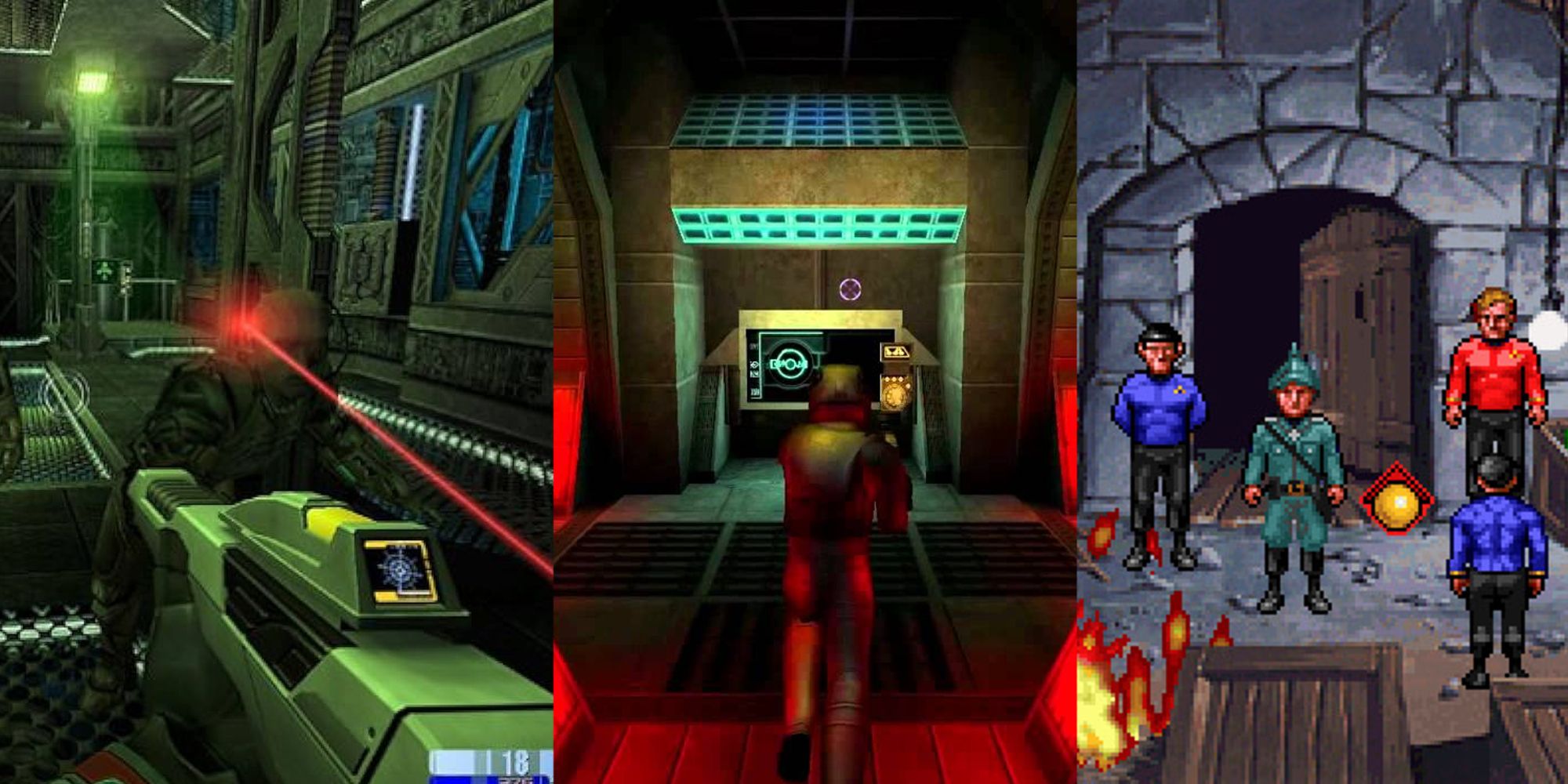 Split Image of Star Trek: Deep Space Nine - The Fallen, Star Trek: Judgment Rites, and Star Trek: Elite Force II
