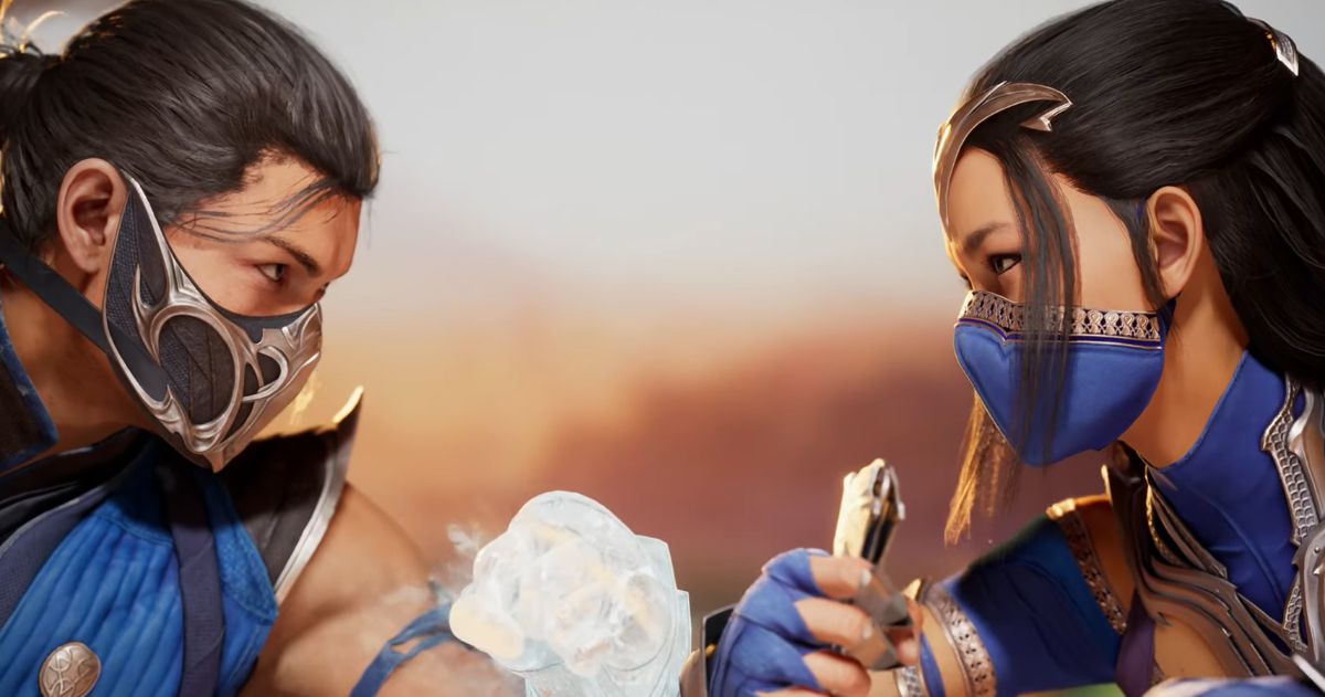 Sub-Zero and Kitana looking at each other in Mortal Kombat 1.