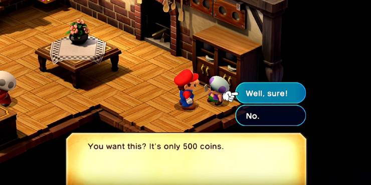 super mario rpg mario about to buy beetle mania from toad