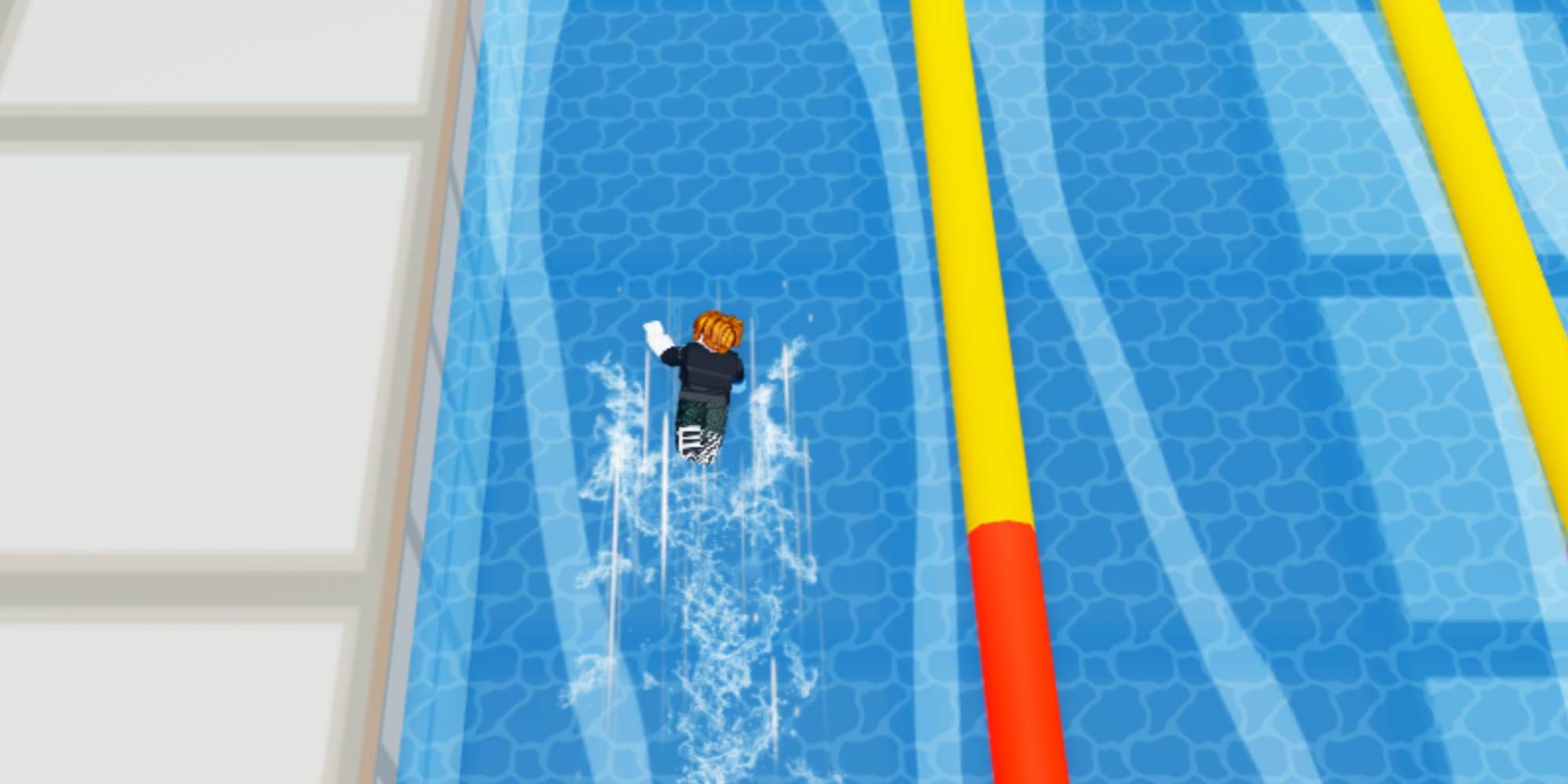 Swim Race Simulator character in the pool