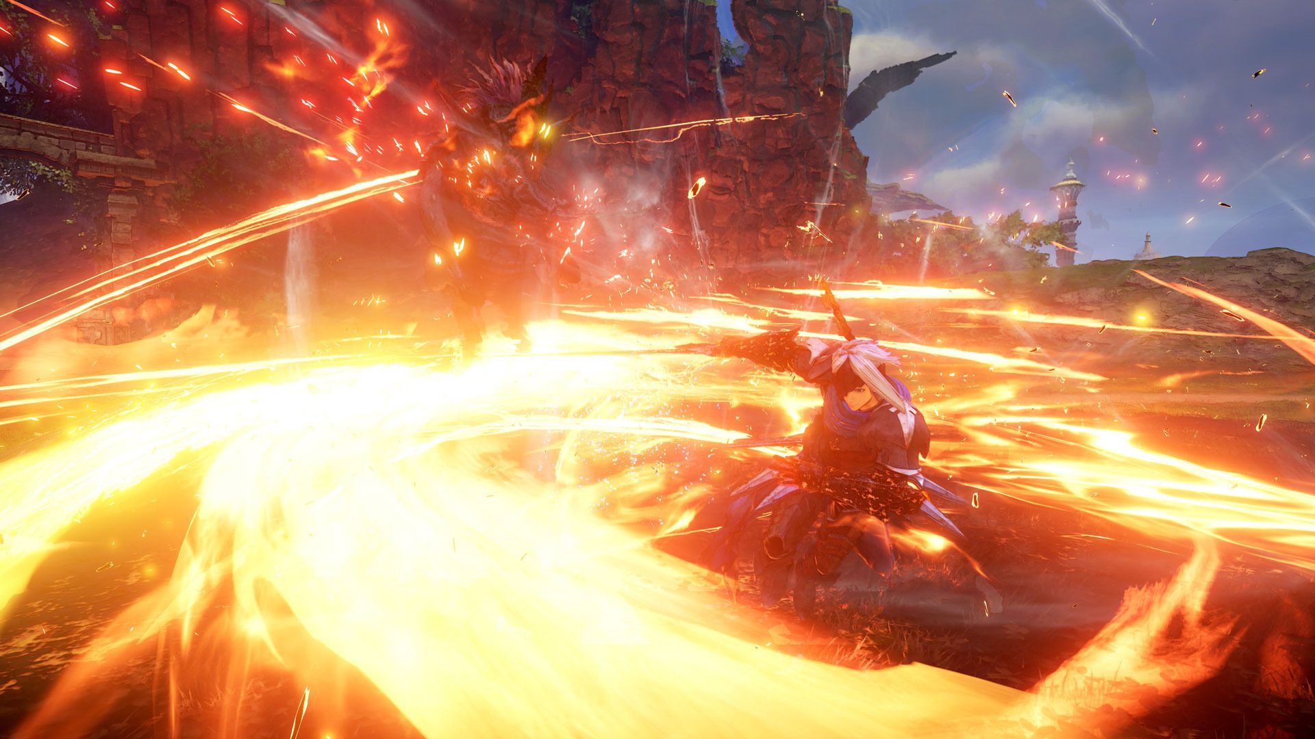 Alphen using his Blazing Sword for a devastating attack in Tales of Arise