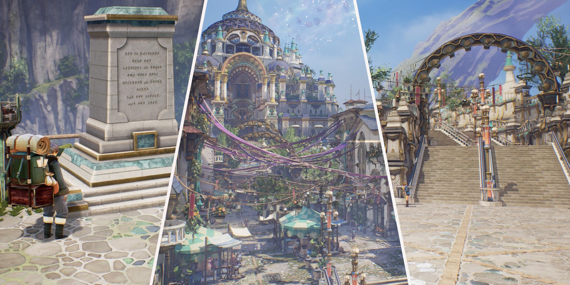 A collage of images of the city of Viscint in Elde Menancia in Tales of Arise: Beyond the Dawn