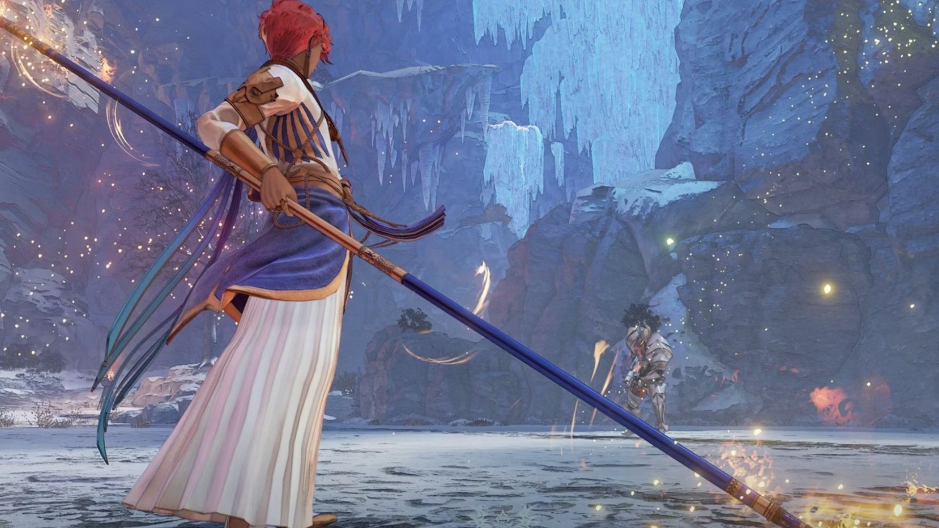 Dohalim squaring off against a formidable foe in Tales of Arise