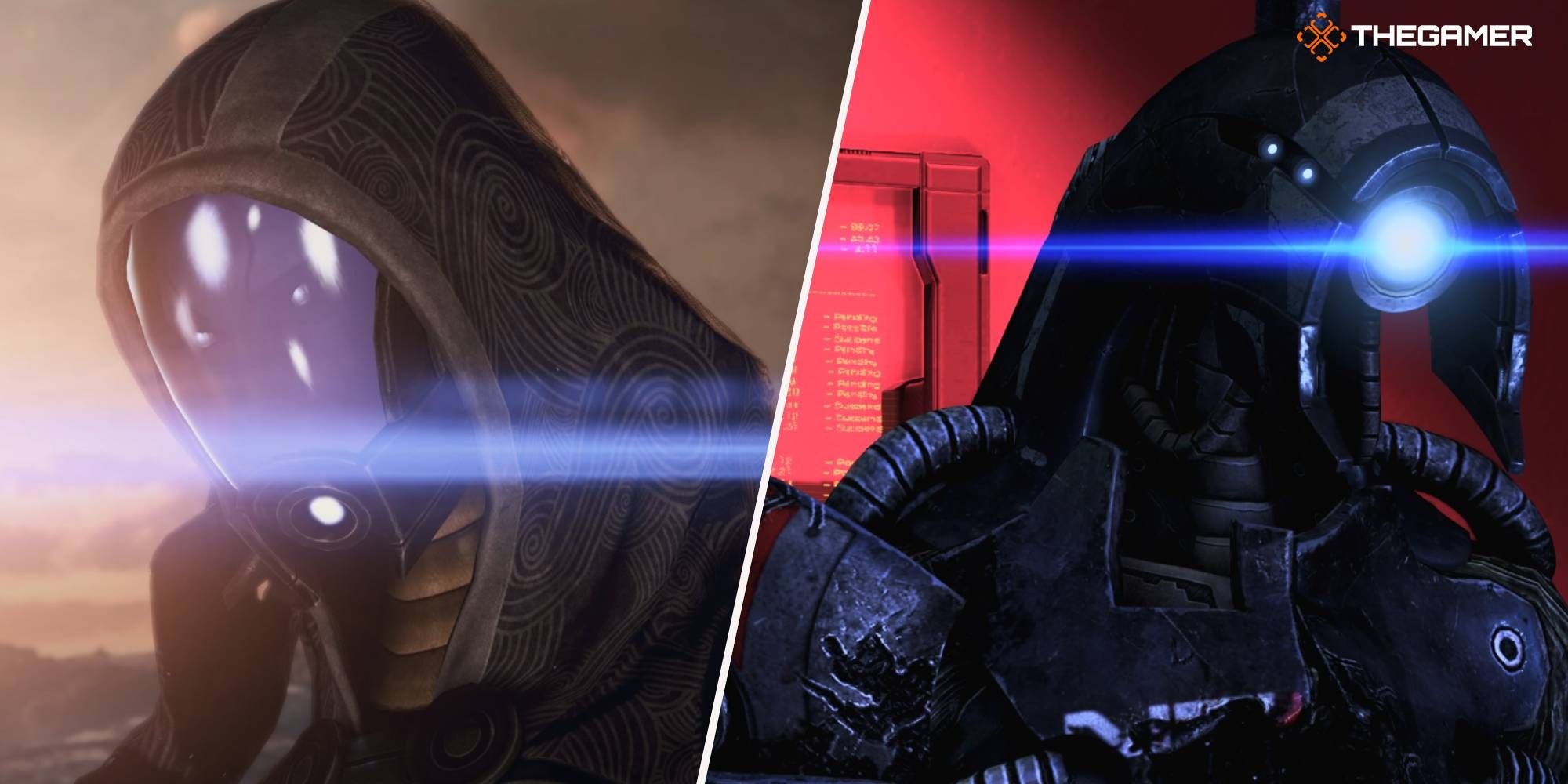 Tali and Legion in Mass effect 3 side by side in separate angles