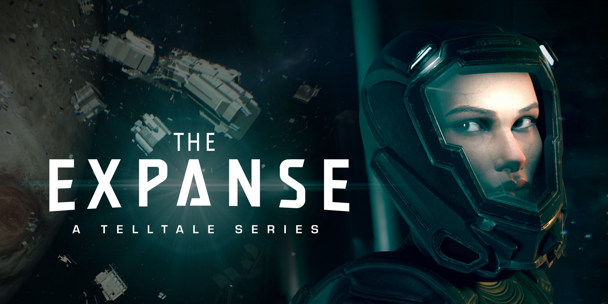 The Expanse Title Art Showing Camina Wearing A Spacesuit