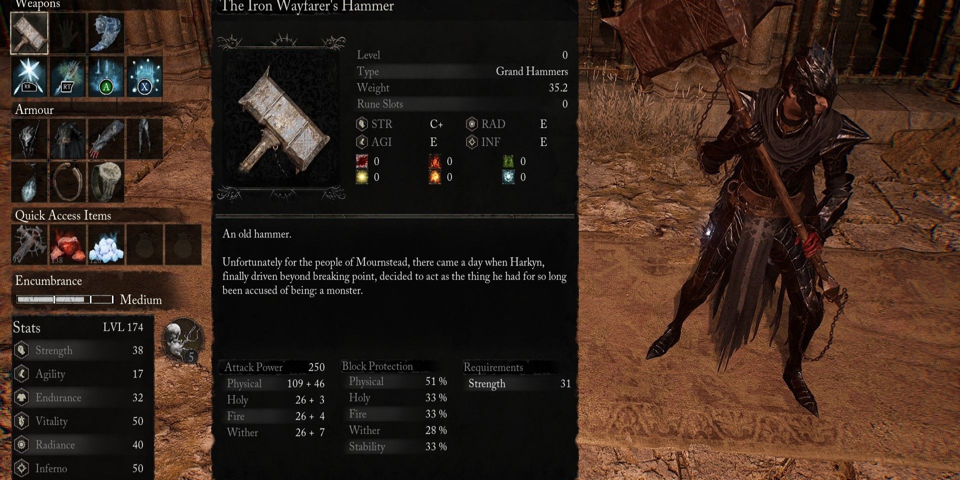 The Iron Wayfarer&rsquo;s Hammer weapon description Lords of the Fallen