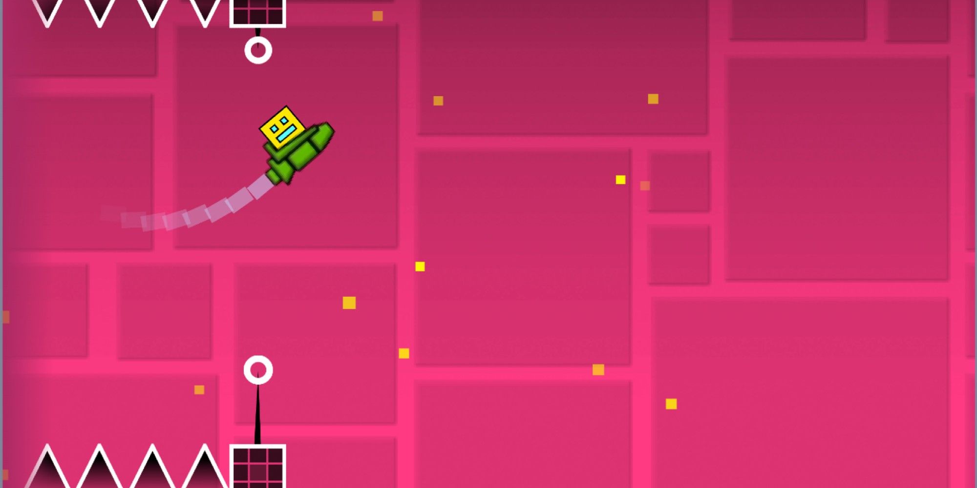 Der Spieler fliegt in Geometry Dash in einer Rakete