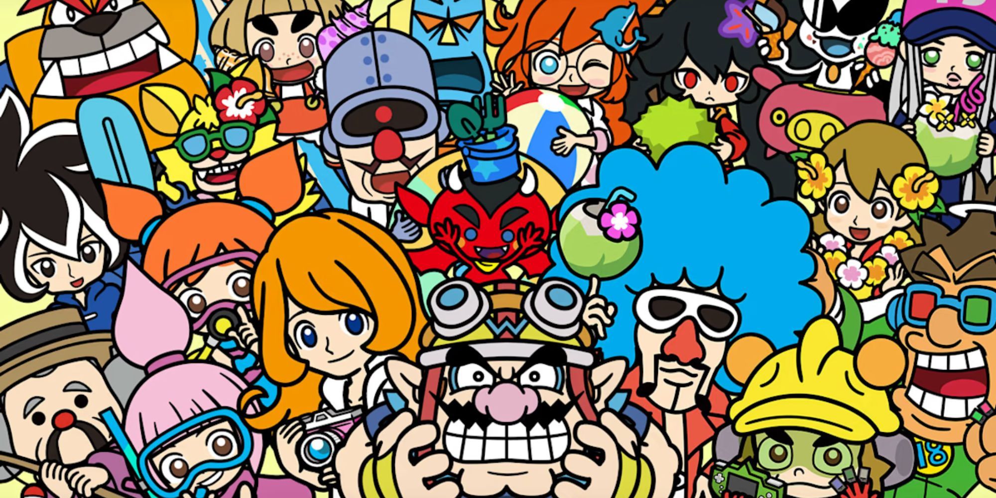 The cast of WarioWare: Move It! squeezes into a photo together