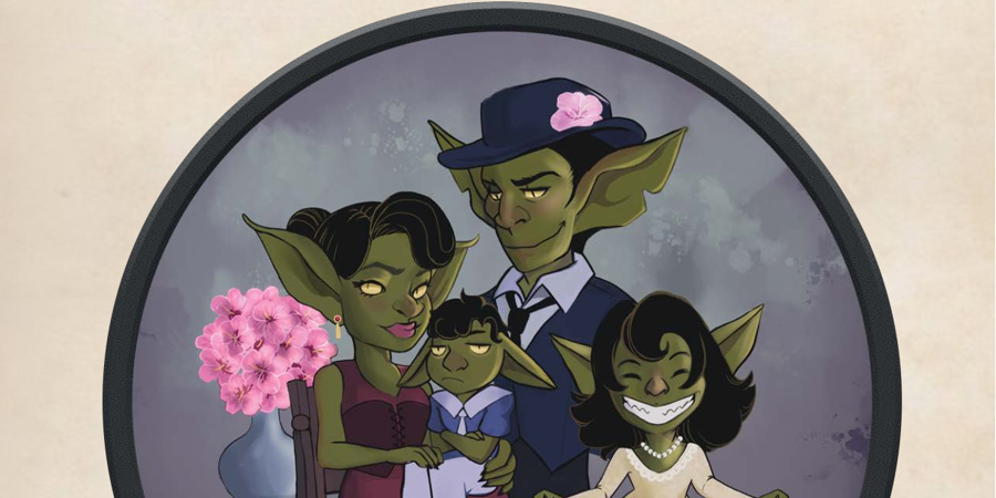 A Goblin family on the cover of the Toecap's Puzzle House adventure