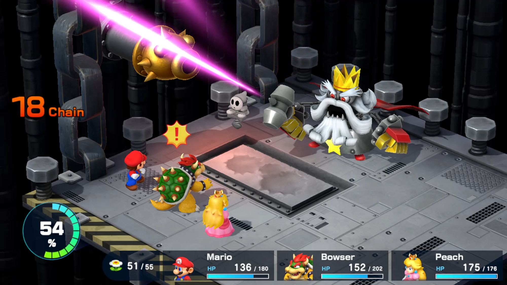 Super Mario RPG Smithy Casting A Fire Saber Against Bowser