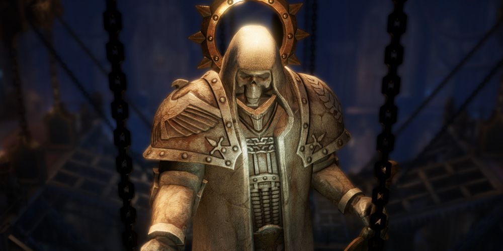 a statue of an Imperial Saint in Warhammer 40k: Rogue Trader