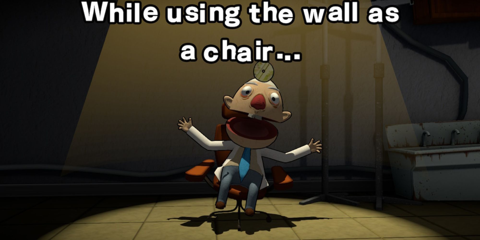 The doctor gives an order while sitting in a chair