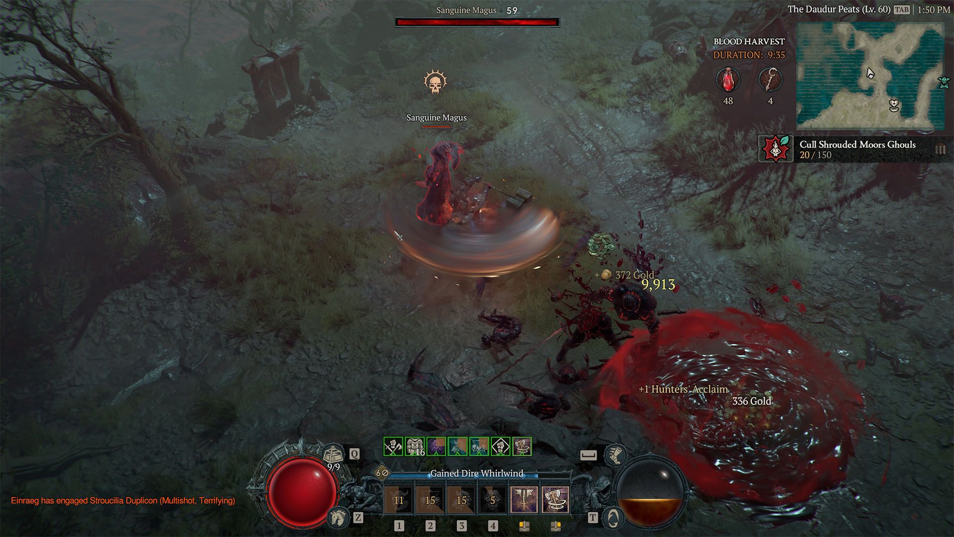 a barbarian using whirlwind to kill vampires