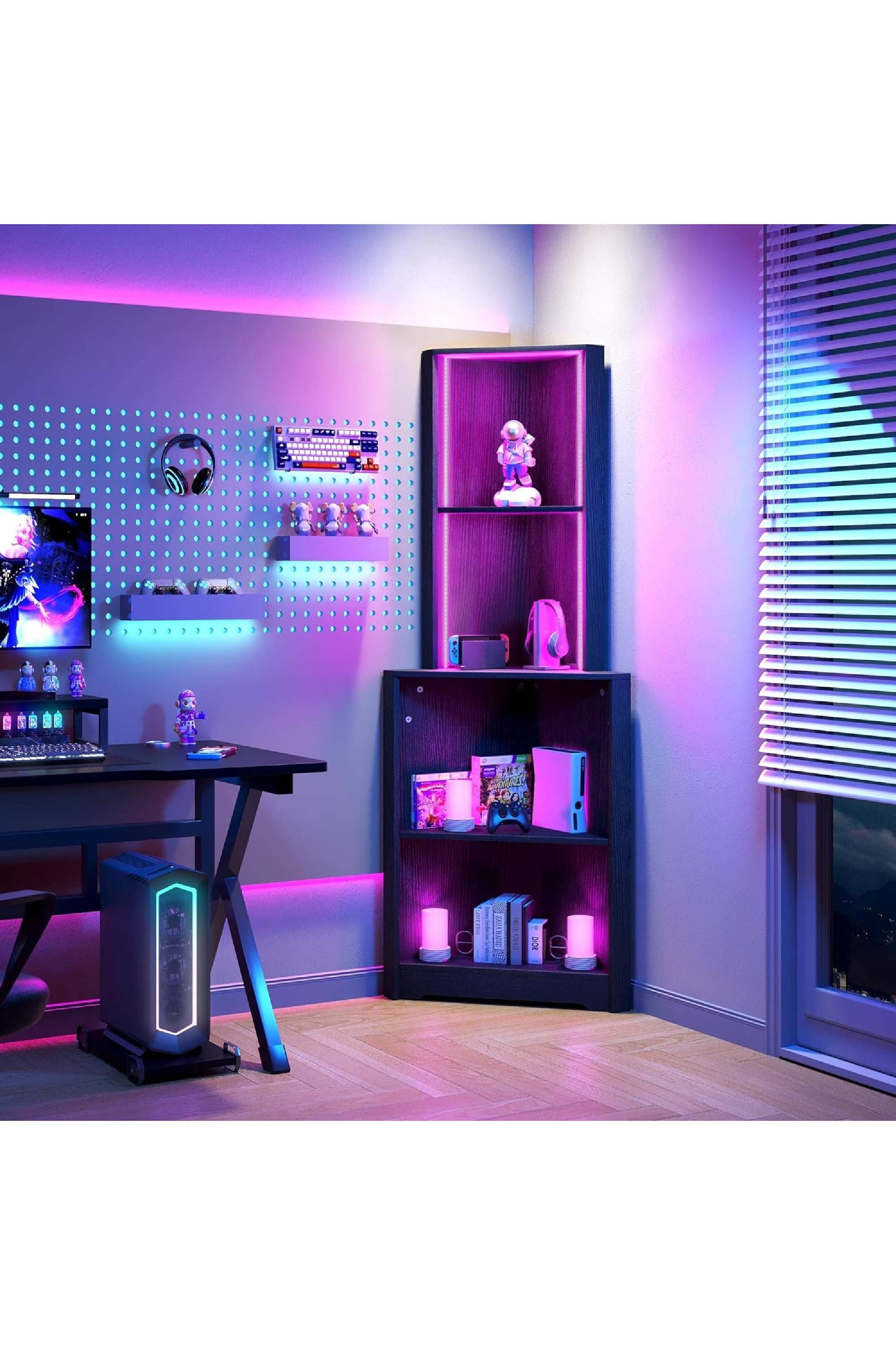 پایه قفسه گوشه ای YITAHOME با چراغ LED