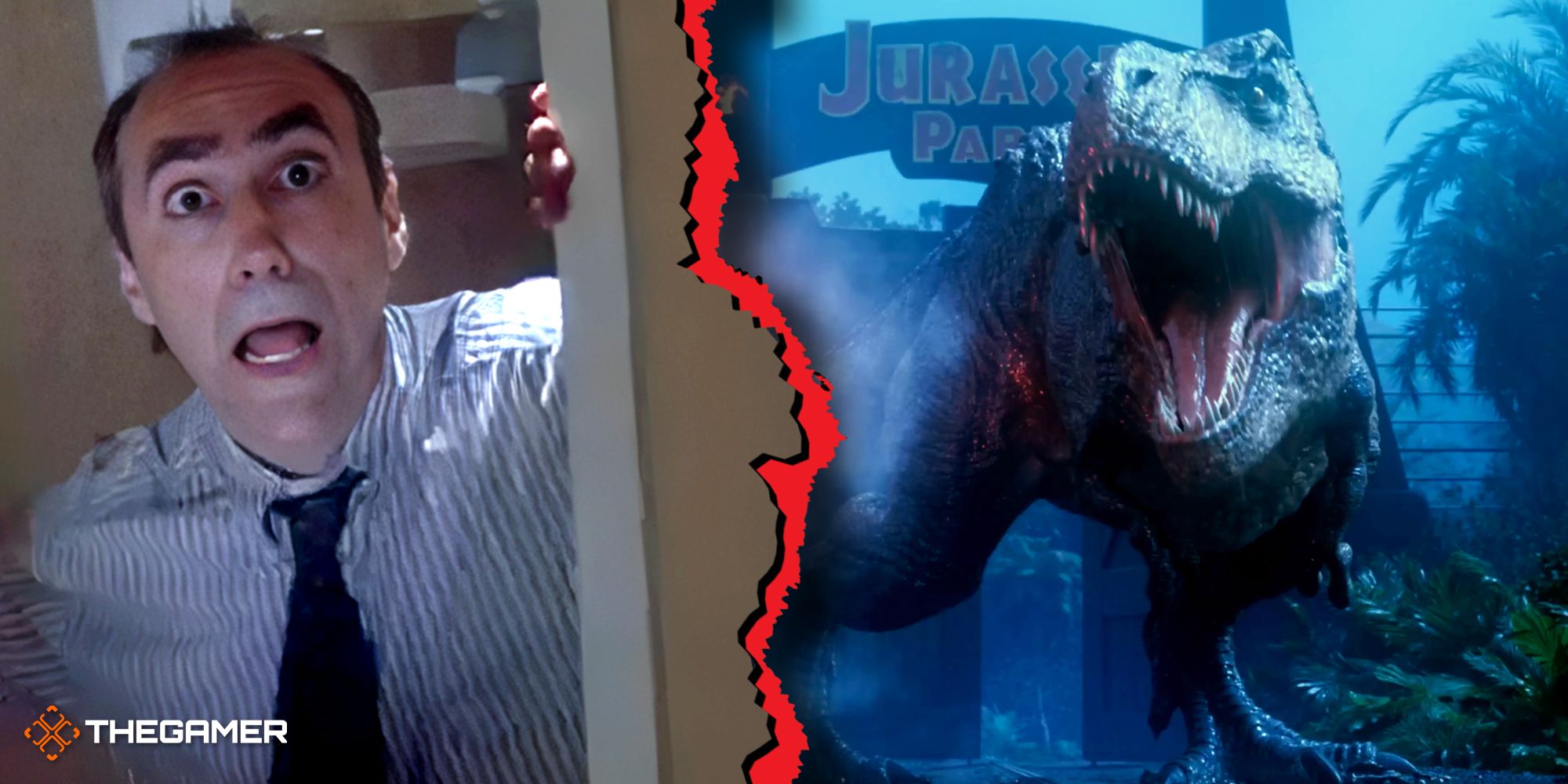 The Lawyer from Jurassic Park the the roaring T-Rex from Jurassic Park Survival
