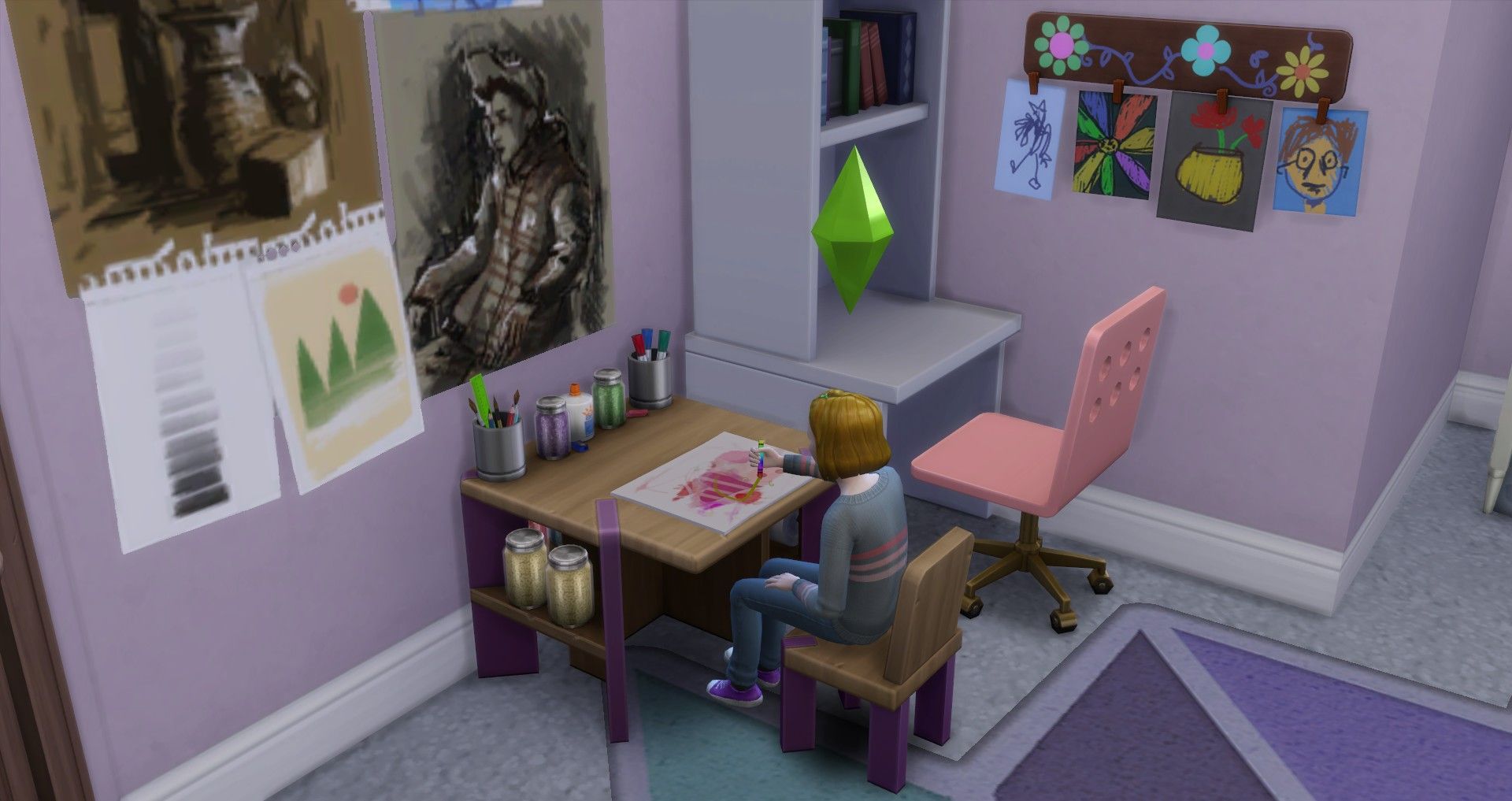 a child sim drawing at the drawing table the sims 4 child skills creativity