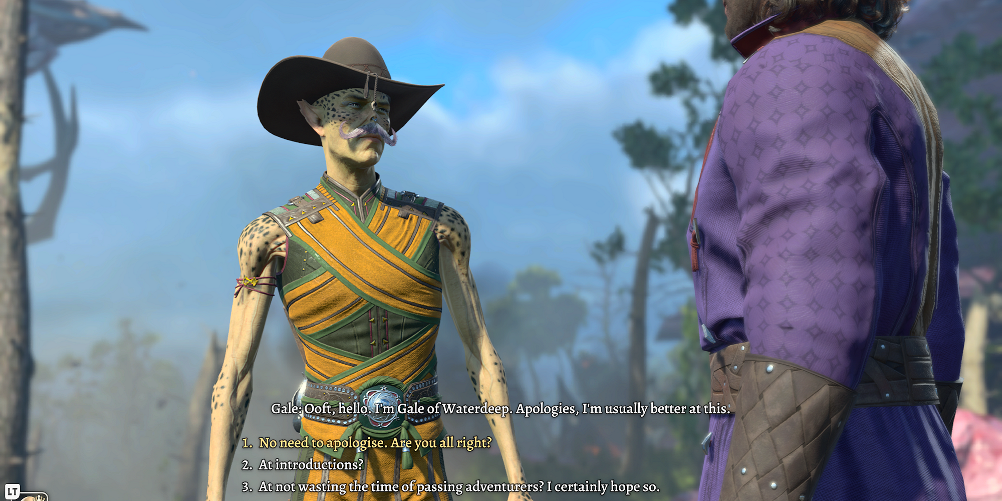 a githyanki monk tav with an excellent moustache and cowboy hat in baldur's gate 3