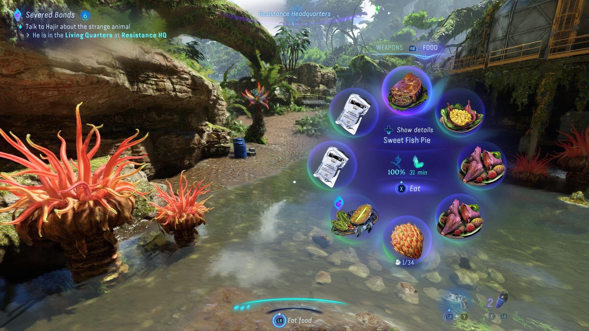 A picture showing the Food wheel Avatar Frontiers of Pandora