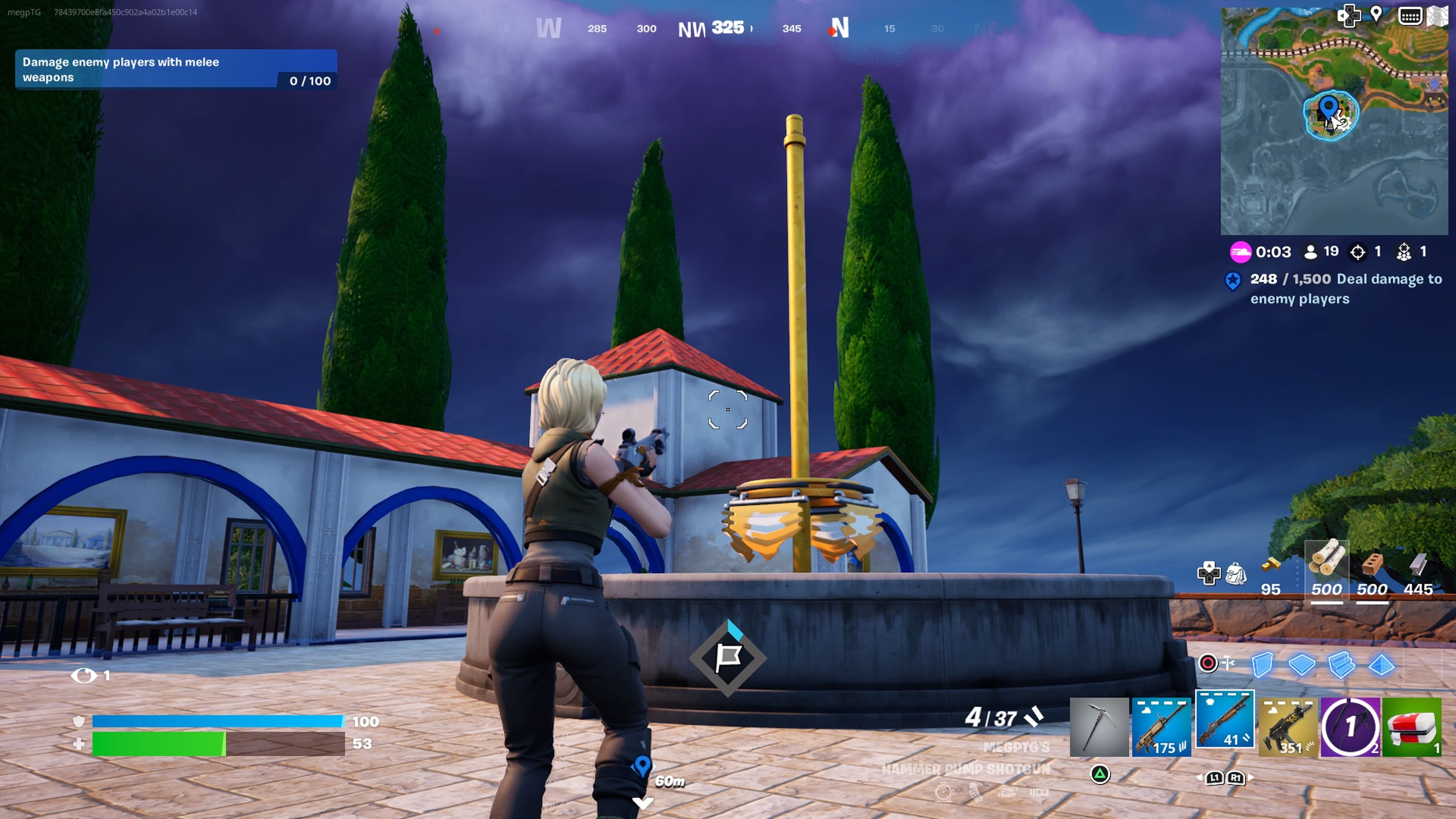 A player near the floating island capture point in Fortnite.
