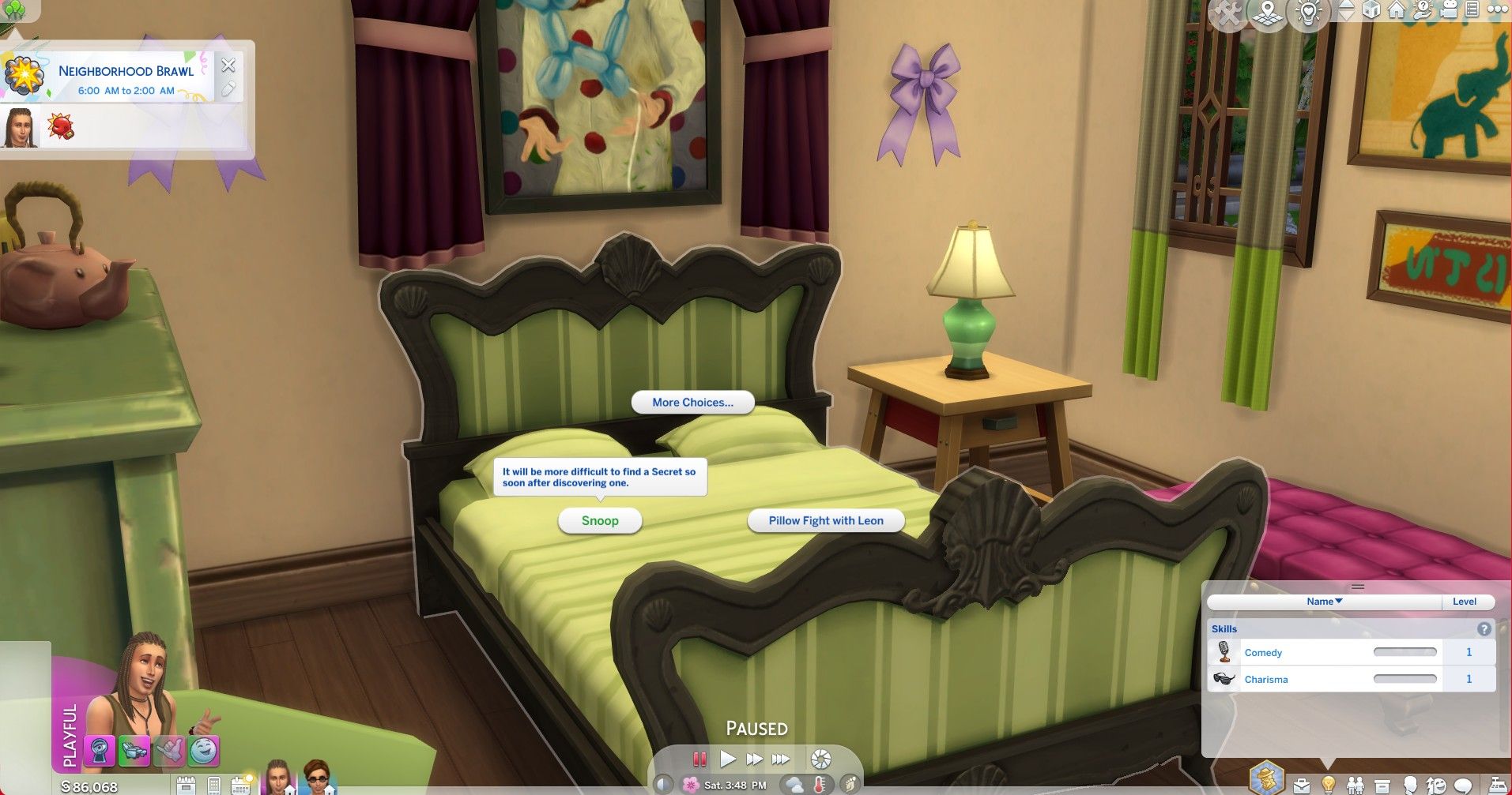 a sim with the option to snoop in someone else's bed the sims 4 for rent seeker of secrets snoop