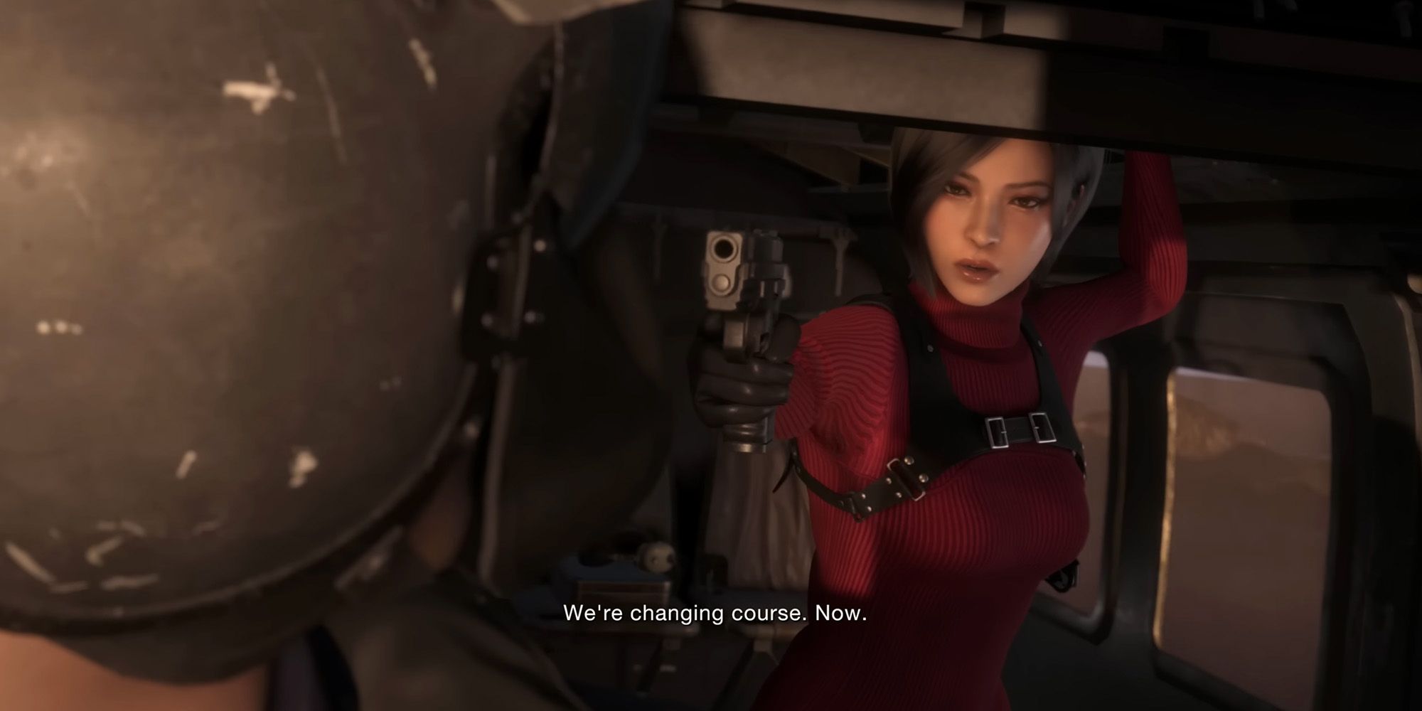 Resident Evil 4 Remake Separate Ways DLC - Ada Wong telling the helicopter pilot to change course