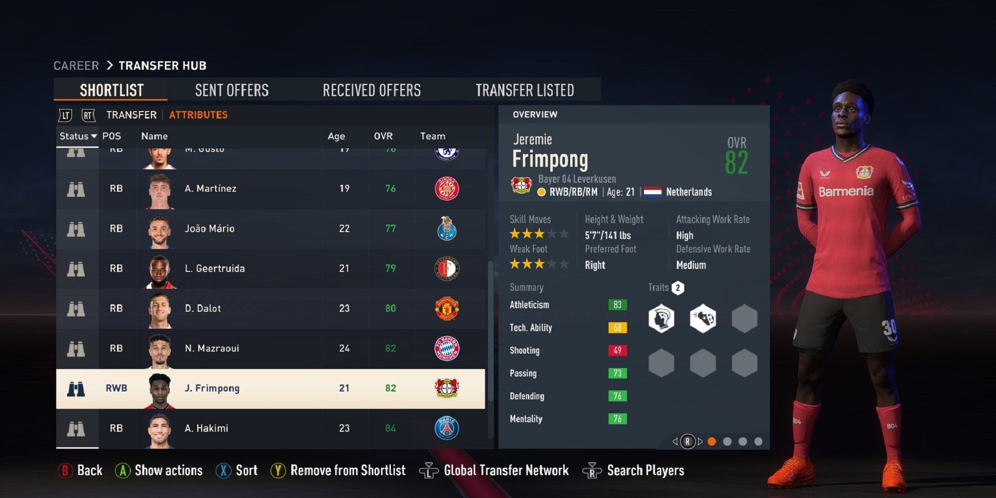 Ein Bild von Jeremie Frimpong in FIFA 23