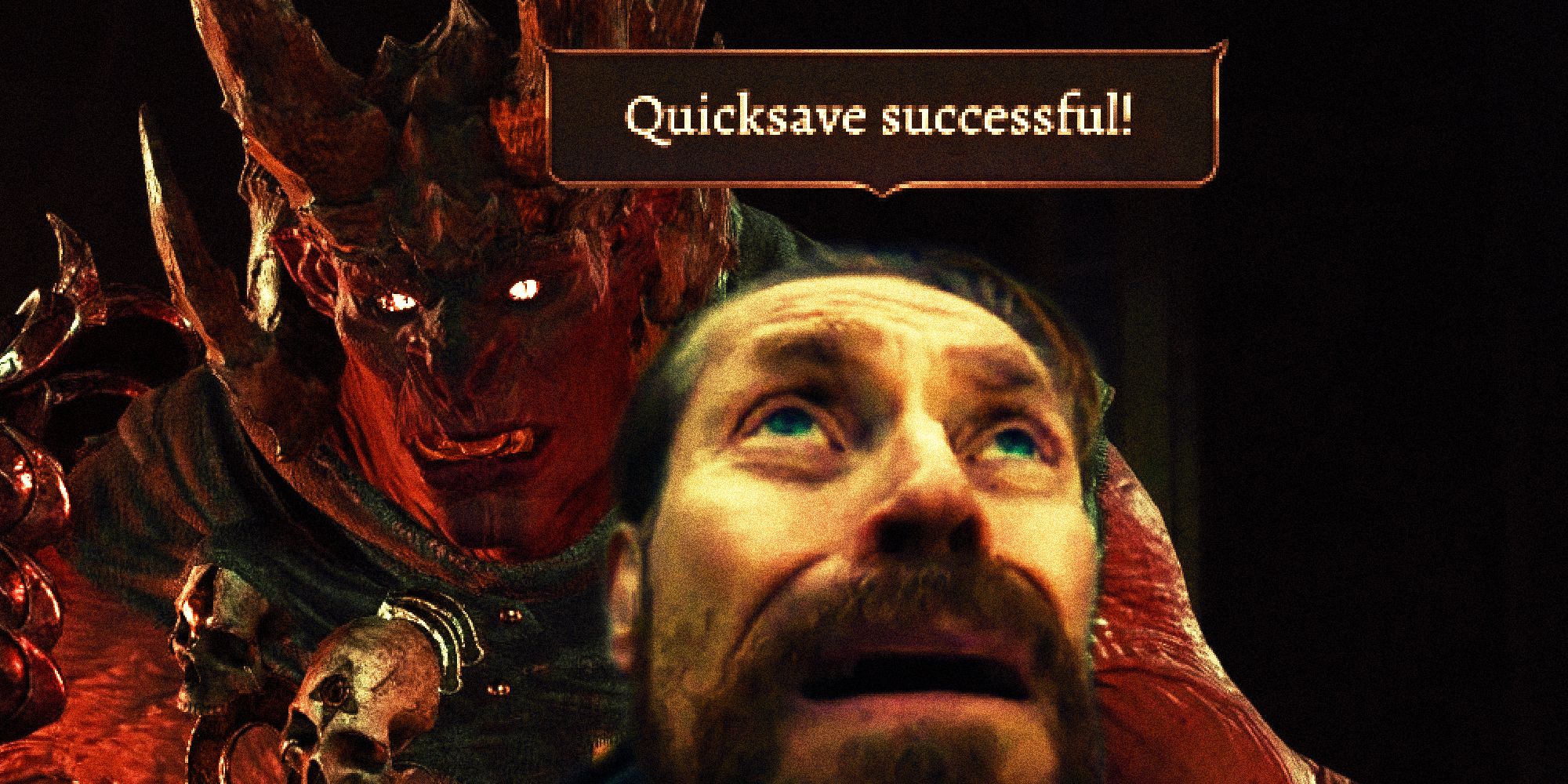Ed Boon conferma lo story DLC per Mortal Kombat 1 2 A villain from Baldur's Gate 3 and that meme of Willem Dafoe looking up at a notification that says